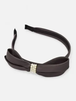 Akcesoria Do Włosów^Royalfashion Opaska damska z elegancką kokardką gołębi szary