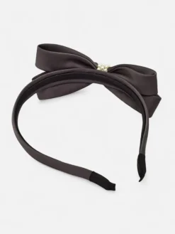 Akcesoria Do Włosów^Royalfashion Opaska damska z elegancką kokardką gołębi szary