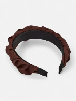 Akcesoria Do Włosów^Royalfashion Opaska damska marszczona brązowy