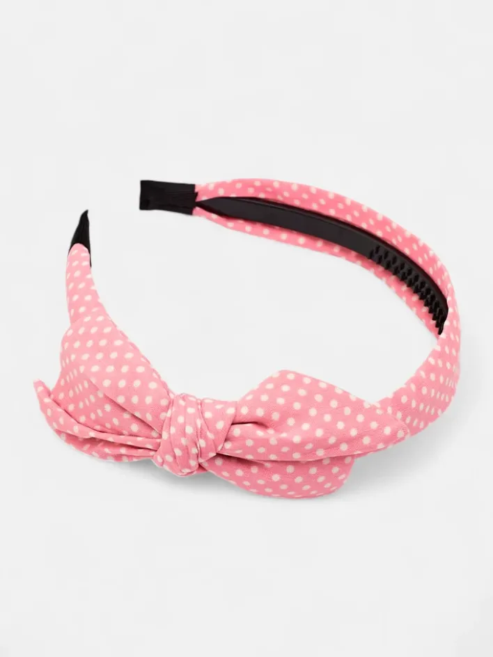 Akcesoria Do Włosów^Royalfashion Opaska damska w kropeczki z kokardką różowy