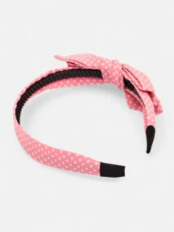 Akcesoria Do Włosów^Royalfashion Opaska damska w kropeczki z kokardką różowy