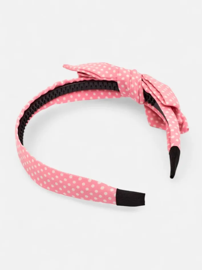 Akcesoria Do Włosów^Royalfashion Opaska damska w kropeczki z kokardką różowy
