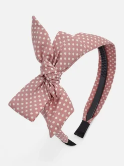 Akcesoria Do Włosów^Royalfashion Opaska damska w kropeczki z kokardką różowy