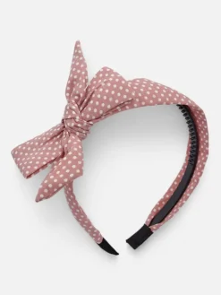 Akcesoria Do Włosów^Royalfashion Opaska damska w kropeczki z kokardką różowy