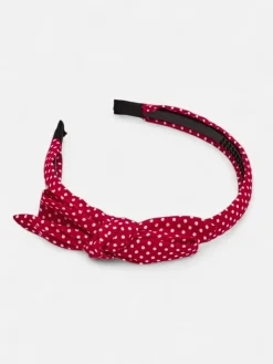 Akcesoria Do Włosów^Royalfashion Opaska damska w kropeczki z kokardką czerwony
