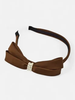 Akcesoria Do Włosów^Royalfashion Opaska damska z elegancką kokardką brązowy