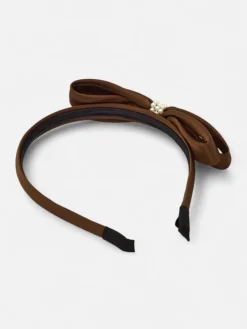Akcesoria Do Włosów^Royalfashion Opaska damska z elegancką kokardką brązowy