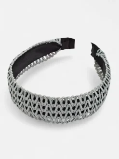 Akcesoria Do Włosów^Royalfashion Opaska damska ażurowa pleciona gołębi szary