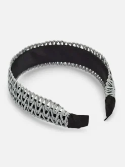 Akcesoria Do Włosów^Royalfashion Opaska damska ażurowa pleciona gołębi szary