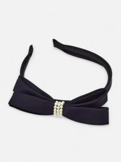 Akcesoria Do Włosów^Royalfashion Opaska damska z elegancką kokardką Granatowy