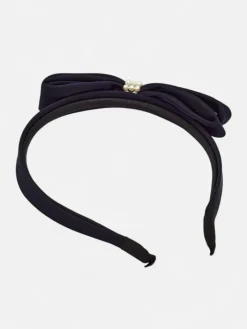 Akcesoria Do Włosów^Royalfashion Opaska damska z elegancką kokardką Granatowy