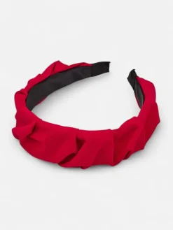 Akcesoria Do Włosów^Royalfashion Opaska damska marszczona czerwony