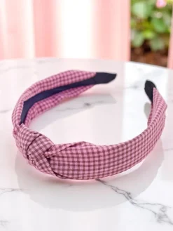 Akcesoria Do Włosów^Royalfashion Opaska do włosów w kratkę Croatia różowy