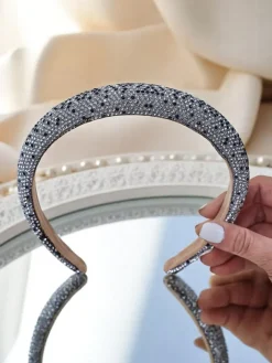 Akcesoria Do Włosów^Royalfashion Opaska do włosów z cyrkoniami i perełkami Bianka srebrny