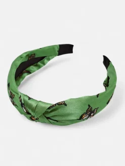 Akcesoria Do Włosów^Royalfashion Opaska do włosów w kratkę z motylami Butterfly Weave zielony