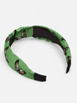Akcesoria Do Włosów^Royalfashion Opaska do włosów w kratkę z motylami Butterfly Weave zielony