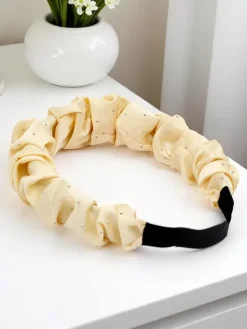 Akcesoria Do Włosów^Royalfashion Opaska do włosów satynowa Bianca krem