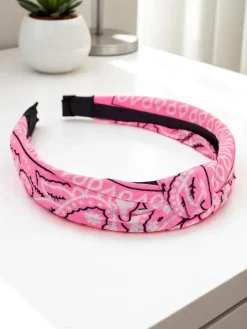 Akcesoria Do Włosów^Royalfashion Opaska do włosów wzorzysta Lena różowy