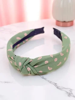 Akcesoria Do Włosów^Royalfashion Opaska do włosów z pleceniem we wzorki Grafity Boom zielony