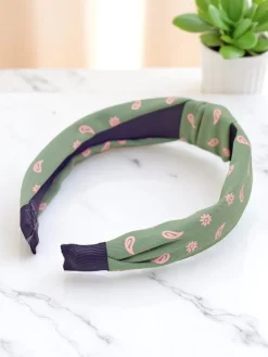 Akcesoria Do Włosów^Royalfashion Opaska do włosów z pleceniem we wzorki Grafity Boom zielony