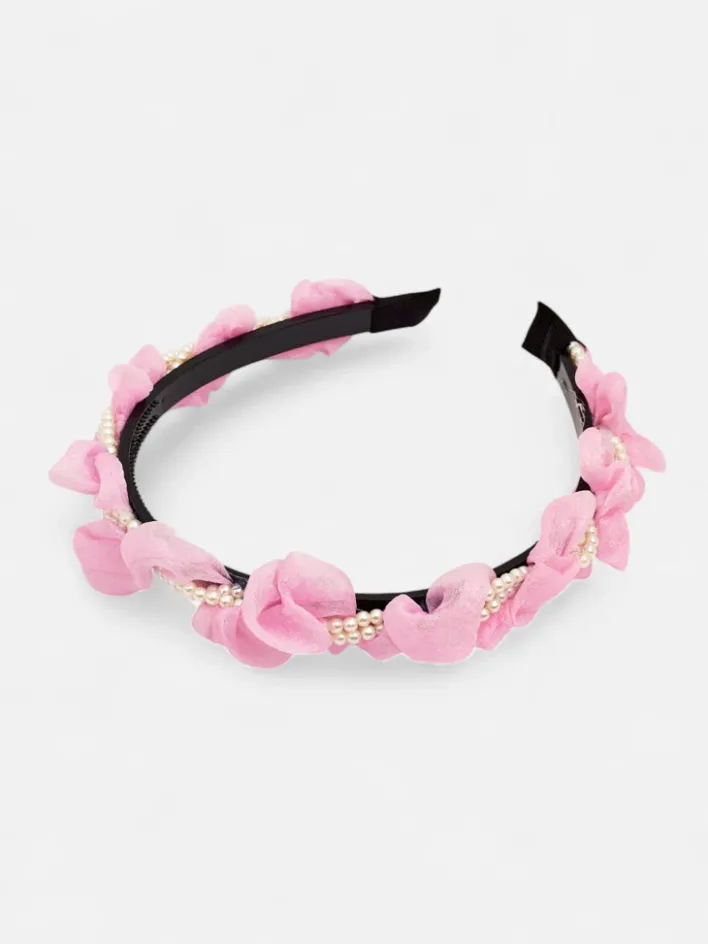 Akcesoria Do Włosów^Royalfashion Opaska do włosów z marszczeniem i perełkami różowy