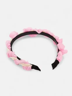 Akcesoria Do Włosów^Royalfashion Opaska do włosów z marszczeniem i perełkami różowy