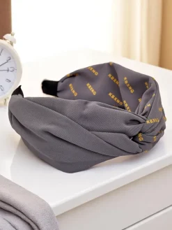 Akcesoria Do Włosów^Royalfashion Opaska do włosów z pleceniem we wzorki Laras gołębi szary