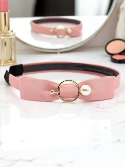 Akcesoria Do Włosów^Royalfashion Opaska do włosów z kokardką i broszką Bow Charm różowy