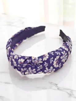 Akcesoria Do Włosów^Royalfashion Opaska do włosów z pleceniem w kwiaty Florinda Granatowy