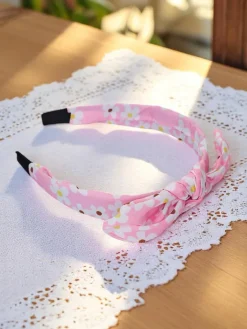 Akcesoria Do Włosów^Royalfashion Opaska do włosów z kokardką w kwiatuszki Florinka różowy
