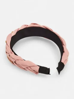 Akcesoria Do Włosów^Royalfashion Opaska do włosów z pleceniem w warkocz zdobiona cyrkoniami różowy