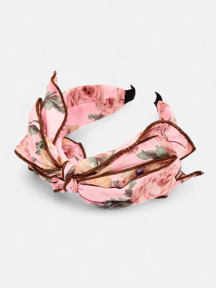 Akcesoria Do Włosów^Royalfashion Opaska do włosów z kokardą w kwiaty różowy