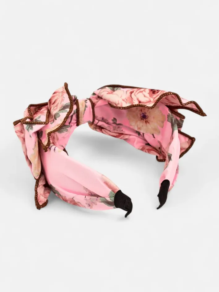 Akcesoria Do Włosów^Royalfashion Opaska do włosów z kokardą w kwiaty różowy