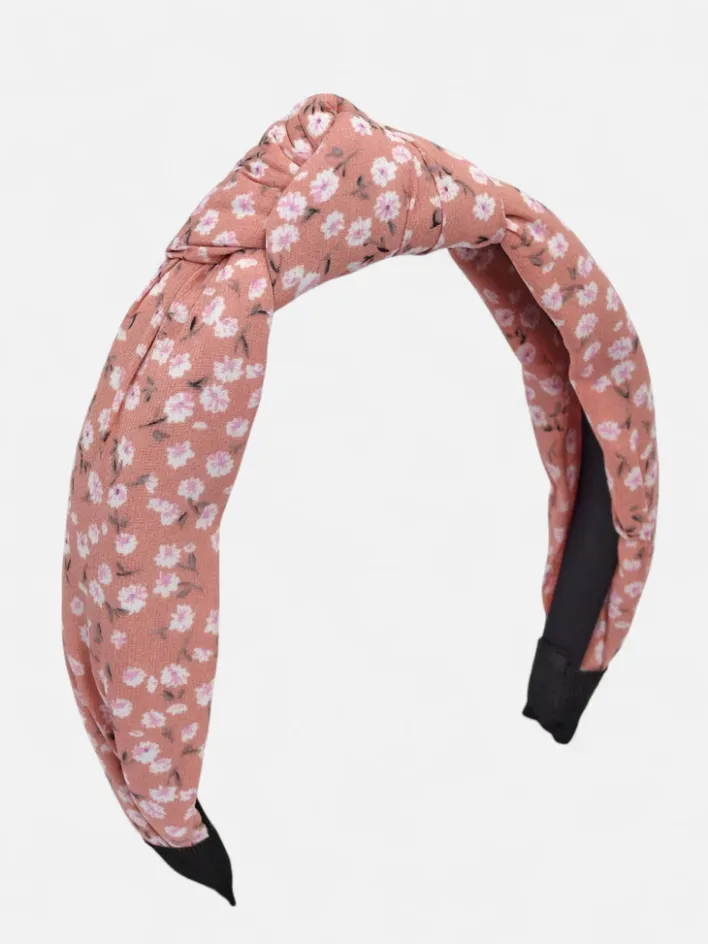 Akcesoria Do Włosów^Royalfashion Opaska do włosów z pleceniem w kwiaty różowy