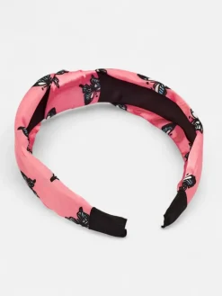 Akcesoria Do Włosów^Royalfashion Opaska do włosów w kratkę z motylami Butterfly Weave różowy