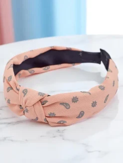 Akcesoria Do Włosów^Royalfashion Opaska do włosów z pleceniem we wzorki Grafity Boom Jasnoróżowy