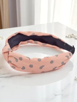 Akcesoria Do Włosów^Royalfashion Opaska do włosów z pleceniem we wzorki Grafity Boom Jasnoróżowy