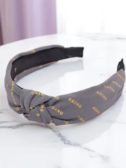 Akcesoria Do Włosów^Royalfashion Opaska do włosów z pleceniem we wzorki Grafity Boom gołębi szary