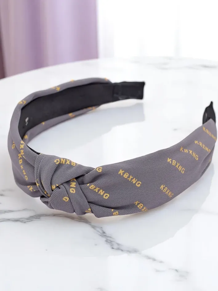 Akcesoria Do Włosów^Royalfashion Opaska do włosów z pleceniem we wzorki Grafity Boom gołębi szary