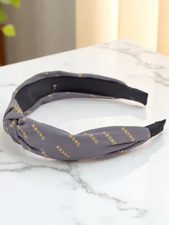 Akcesoria Do Włosów^Royalfashion Opaska do włosów z pleceniem we wzorki Grafity Boom gołębi szary