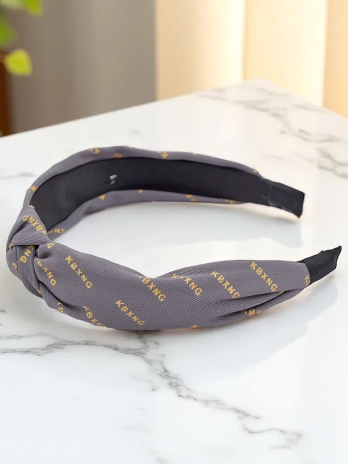 Akcesoria Do Włosów^Royalfashion Opaska do włosów z pleceniem we wzorki Grafity Boom gołębi szary