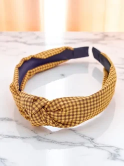 Akcesoria Do Włosów^Royalfashion Opaska do włosów w kratkę Croatia Camel