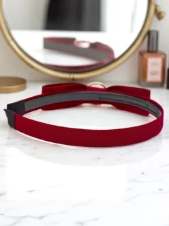 Akcesoria Do Włosów^Royalfashion Opaska do włosów z kokardką i broszką Bow Charm Bordowy