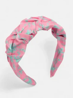 Akcesoria Do Włosów^Royalfashion Opaska do włosów z marszczeniem i printem różowy
