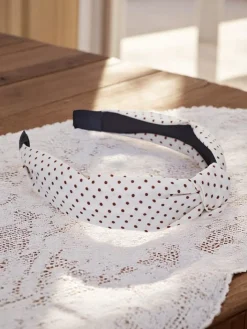 Akcesoria Do Włosów^Royalfashion Opaska do włosów w kropeczki Pola krem