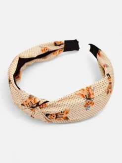 Akcesoria Do Włosów^Royalfashion Opaska do włosów z pleceniem w kropki i misie Jasny beż