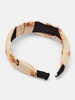 Akcesoria Do Włosów^Royalfashion Opaska do włosów z pleceniem w kropki i misie Jasny beż