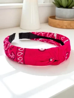 Akcesoria Do Włosów^Royalfashion Opaska do włosów wzorzysta Lena Fuksjowy