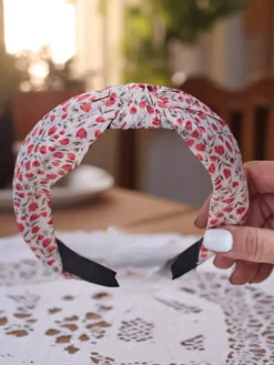 Akcesoria Do Włosów^Royalfashion Opaska do włosów z kokardką w kwiatuszki Lilia różowy