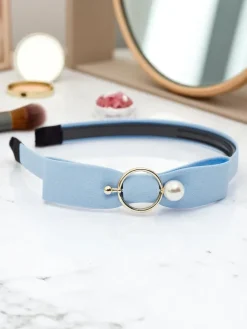 Akcesoria Do Włosów^Royalfashion Opaska do włosów z kokardką i broszką Bow Charm niebieski